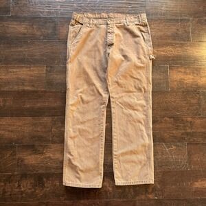Dickies Carpenter Pants Mens 38x32 Brown Duck Canvas Relaxed Fit Work W41LDH